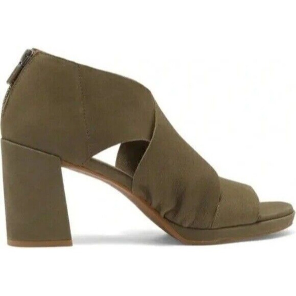 Eileen Fisher Marla Block Heel Suede Sandals Shoes Heels Women’s 10 Green NWOB